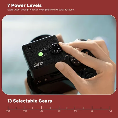 Miniatura 5 de Godox Flash iM30 para Canon/Sony/Fujifilm/Nikon/Panasonic/Olympus, GN15 con 7 niveles de potencia flash, control óptico S1/S2, mini flash de cámara