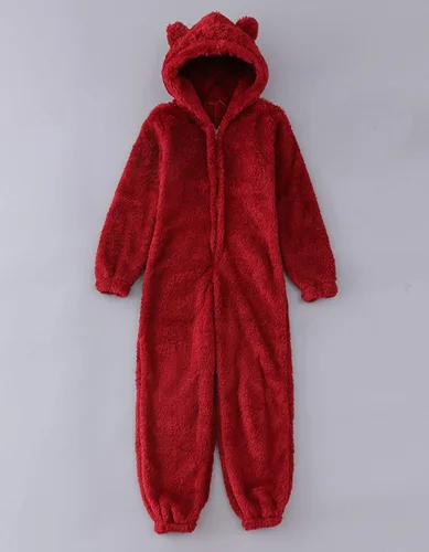 Miniatura 5 de chouyatou Mameluco de sherpa ultra cómodo para mujer, pijama con capucha para las orejas