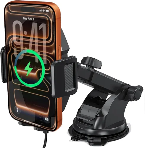 Miniatura 2 de Cargador de coche inalámbrico para teléfono, cargador de coche de carga rápida de 15 W con sujeción automática, cargador de coche soporte
