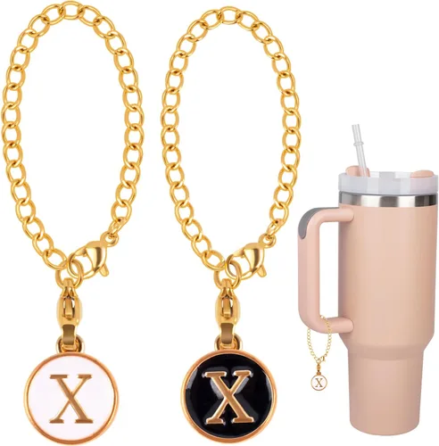 Miniatura 12 de 2 Dijes de Letra I, Accesorios para Taza Stanley Simple Modern, Placa de Identificación de Nombre, Letra Inicial para Mango, Dije Personalizado