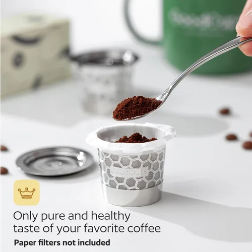 Miniatura 5 de Paquete de 2 cápsulas de café reutilizables de acero inoxidable 304 para Keurig K-Express, K-Elite, K-Duo, K-Mini, Mini Plus, K-Classic, K-Select