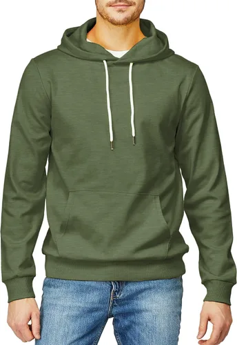 Miniatura 4 de H2H Sudadera con capucha para hombre, ligera, de manga larga, con bolsillo tipo canguro, ajustada, básica, casual