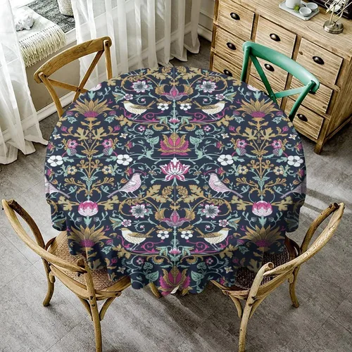 Mantel Floral Retro de Pájaros, Diseño Original Bohemio William Morris Estampado Cubierta de Mesa para Hogar Picnic Fiesta Comedor Cocina William