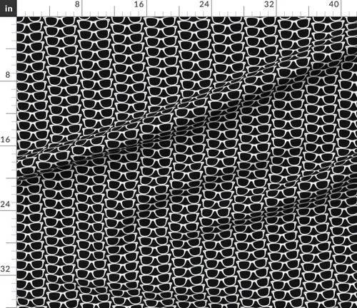 Miniatura 3 de Spoonflower Tela – Gafas de sol negras Nerd Geek Chic estilo retro de los años 80 a la moda blanca impresa en tela de algodón de Petal Signature by