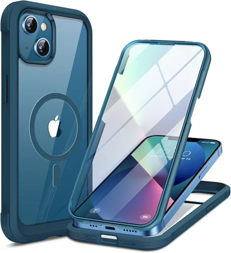 Miniatura 80 de Miracase Funda para iPhone 13 de 6.1 pulgadas, [sin burbujas] funda de teléfono de cuerpo completo con pantalla de vidrio completa integrada, sin