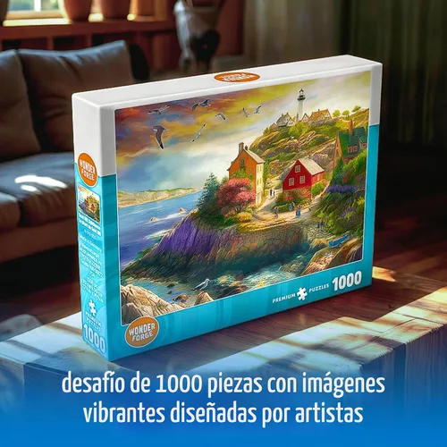 Miniatura 3 de Wonder Forge Goat Hill Lighthouse - Rompecabezas de 1000 piezas para adultos Piezas únicas y perfectamente ajustadas Imágenes divertidas