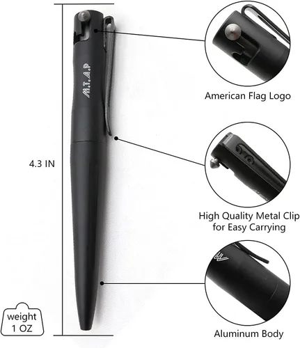 Miniatura 4 de Cool Hand Bolígrafo táctico EDC de 4.3 pulgadas con logotipo MTAP, barril de aluminio de tamaño compacto, tinta recargable, bolígrafo de escritura