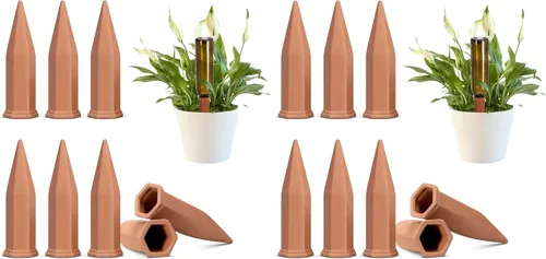 Miniatura 11 de VIVOSUN 10 estacas de riego automático, estacas hexagonales de riego de terracota de 7 pulgadas, dispositivo de riego automático, inserto de maceta