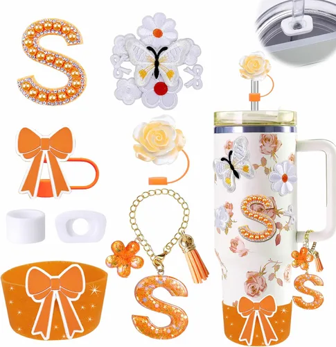 Miniatura 86 de 15 piezas de set de accesorios para vaso Stanley Cup 30oz 40oz con asa, incluye cubierta de pajita de silicona y bota, encanto de asa, encantos