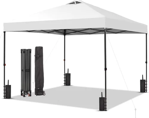 Miniatura 14 de GDY 10x10FT Pop-Up Canopy Tent — with 4-Side Walls & Vented Top, Portable Outdoor Event Tent for Garden, Poolside, Parks, Parties,Camping, White.