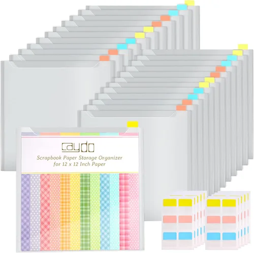 Miniatura 8 de Caydo 12 piezas de almacenamiento de papel para álbumes de recortes con pestañas adhesivas de índice para sostener álbumes de recortes de 12 x 12