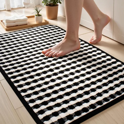 Miniatura 10 de Tapetes de baño antideslizantes delgados para debajo de la puerta, tapetes de baño de secado rápido absorbentes con respaldo de goma trenzado