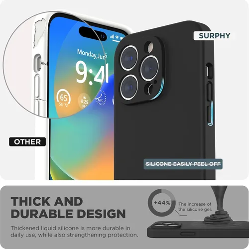 Miniatura 3 de SURPHY Funda diseñada para iPhone 14 Pro Max con protector de pantalla, (con protección de cámara y forro de microfibra suave), funda de silicona