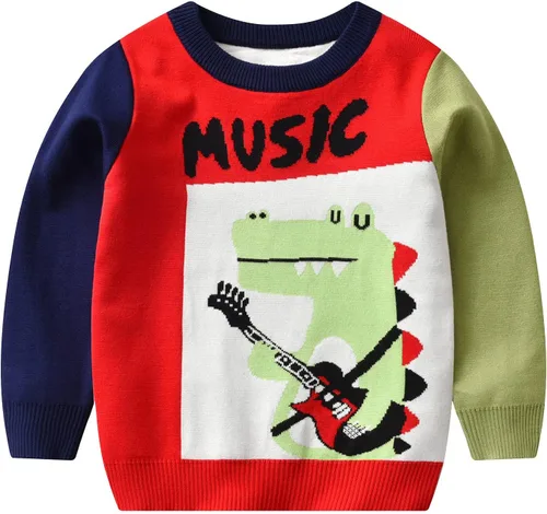 QIUYI Girls Boys Sweater Casual Knitted Long Sleeve Tops Baby Fall Winter Knit Sweatshirt for 1 to 5Y
