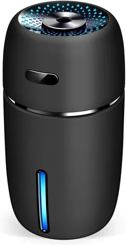 Humidificador USB para automóvil, 6.8 fl oz, mini humidificadores portátiles con luz nocturna LED de 7 colores, funcionamiento silencioso, modos de