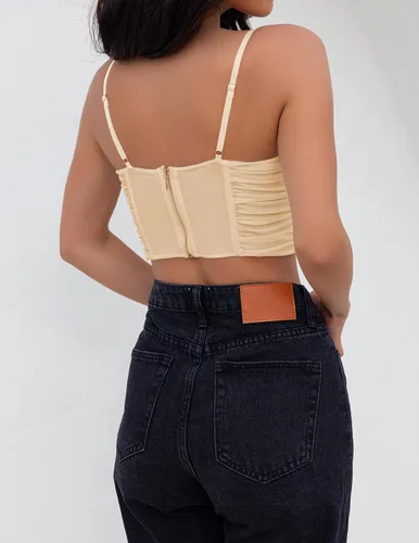 Miniatura 4 de ZESICA Corsé sexy para mujer, con tirantes delgados, espalda descubierta, Y2K, club, fiesta, corsé