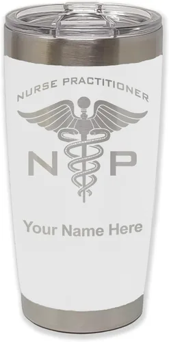 Miniatura 35 de LaserGram NP Nurse Practioner - Vaso aislado al vacío de 20 onzas, grabado personalizado incluido (negro)
