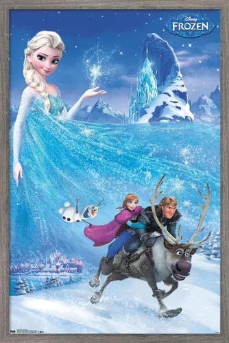 Trends International Disney Frozen - Póster de pared de una hoja de aventura, 14.725 x 22.375 pulgadas, versión enmarcada de madera de granero