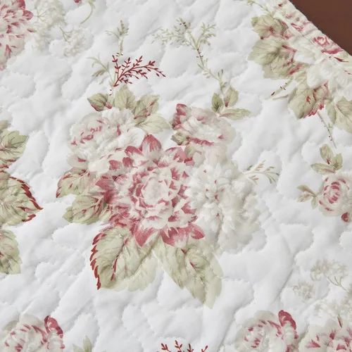 Miniatura 3 de DaDalogy Bedding - Camino de mesa de comedor acolchado floral con rosas de algodón – Bonito tapete decorativo de algodón para el jardín, bar