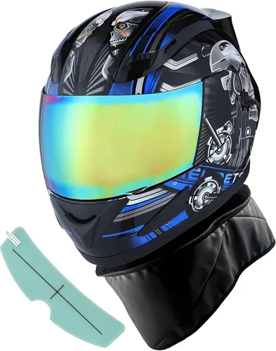 Miniatura 25 de 1Storm - Casco de cabeza completa para motocicleta, diseño de calavera mecánica HJDJ11