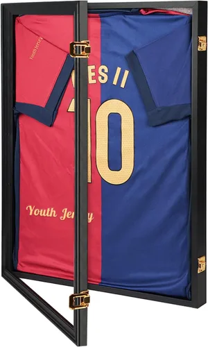 Estuche de exhibición con marco de jersey, caja de sombra grande con cerradura, marco de jersey deportivo con protección UV acrílico y 2 colgadores