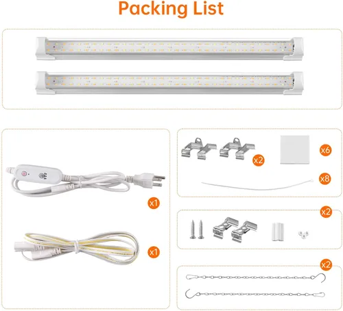Miniatura 9 de Bstrip T8 - Luz de cultivo de 1.4 pies, 36 W (2 x 18 W), luces para plantas de cultivo en interiores con temporizador, espectro completo con LED