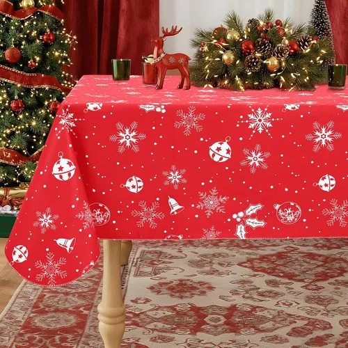 Miniatura 20 de misaya Mantel rectangular de vinilo impermeable, mantel lavable con reverso de franela, mantel de plástico para cena, picnic, interior y exterior