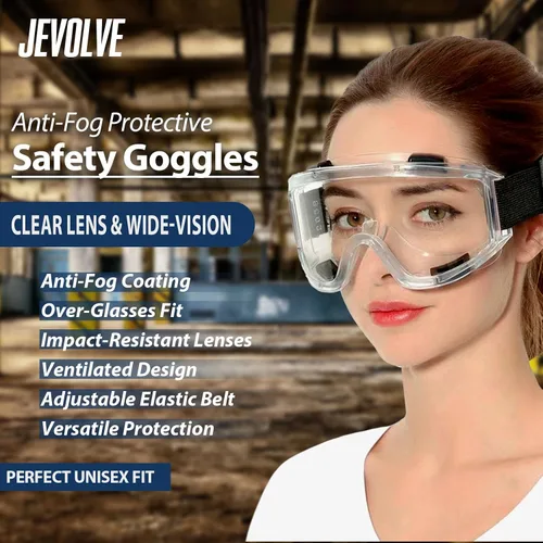 Miniatura 2 de Gafas de seguridad protectoras antivaho con lente transparente Visión amplia con diadema elástica ajustable perfecta para senderismo, surf, gafas