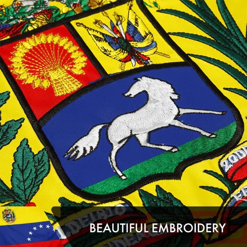Miniatura 4 de G128 Bandera venezolana de 7 estrellas 3 x 5 pies Serie doble ToughWeave bordado de doble cara de poliéster 210D Bandera de país, diseño
