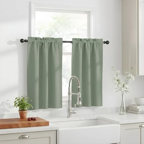 Miniatura 52 de NICETOWN Cenefas de Ventana Opacas con Aislamiento Térmico para Guardería - Paneles de Cortina con Bolsillo para Barra de Decoración del Hogar