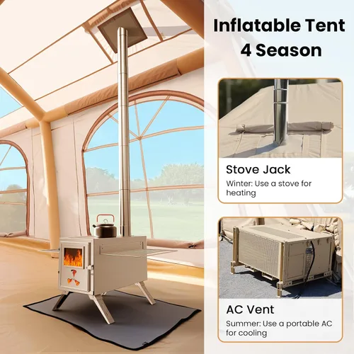 Miniatura 5 de Inflatable Tents for Camping, Blow Up Tent with Hand Pump, Easy Setup Inflatable Hot Tent with Stove Jack, Waterproof Oxford Air Glamping Tents for