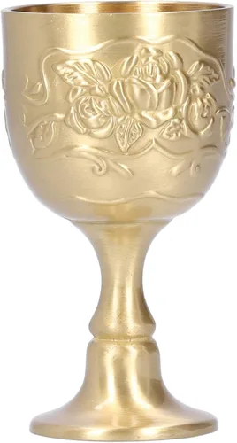 Agatige Cáliz de copa de latón, grabado en relieve vintage con patrón de flores, copas de vino, copa de licor, cáliz de vino (S)