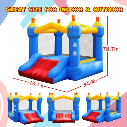 Miniatura 3 de Casa inflable para niños: casa inflable con tobogán para interiores y exteriores, fiesta de cumpleaños en el patio trasero, pequeño castillo animoso
