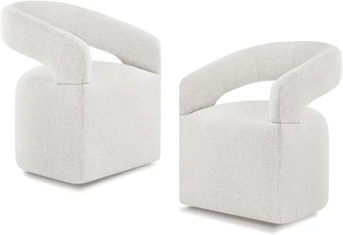 Miniatura 14 de KISLOT Juego de 1 sillas de comedor tapizadas, modernas sillas de comedor con ruedas ocultas, sillas de cocina con brazo con tela de aspecto