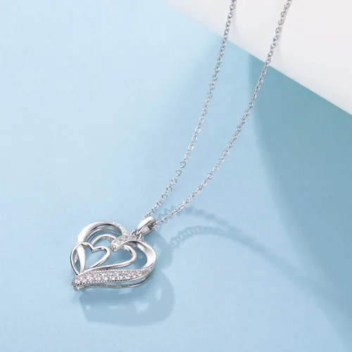 Miniatura 5 de Collar de tres generaciones para bisabuela de plata de ley 925 con 3 corazones de generación, regalo para cumpleaños del día de la madre