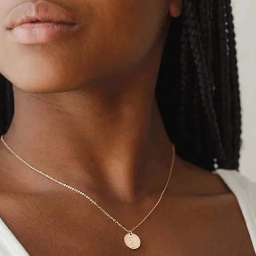 Miniatura 4 de MYEARS - Collar con dije de moneda para mujer, personalizado con diseño de flores del mes de tu nacimiento, chapado en oro de 14 quilates