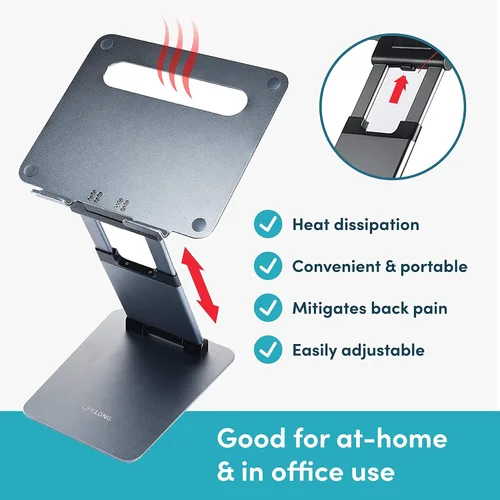 Miniatura 6 de Lifelong Soporte ergonómico ajustable para laptop para escritorio, altura de hasta 20 pulgadas, soporte elevador portátil para computadora portátil