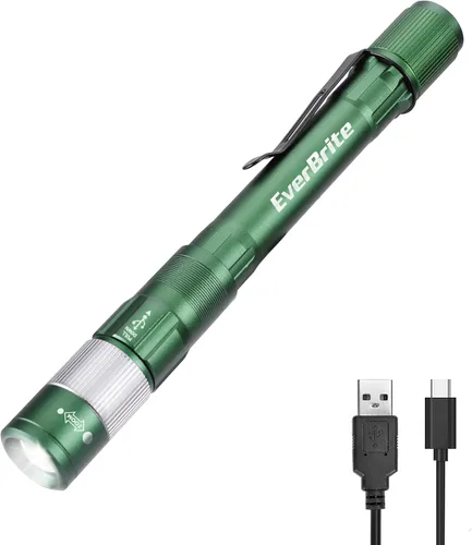 Miniatura 13 de EverBrite Paquete de 2 mini bolígrafos de luz, linterna recargable de bolsillo con cable USB C, 4 modos de luz, linterna pequeña de 300 lúmenes