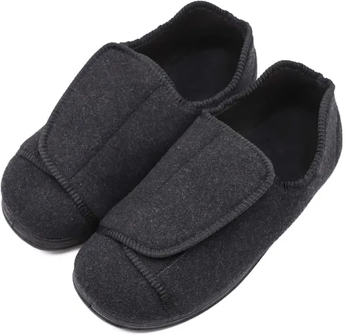 Zapatillas de recuperación diabética extra anchas ajustables para hombre, artritis, edema, pies hinchados, calzado para interiores y exteriores