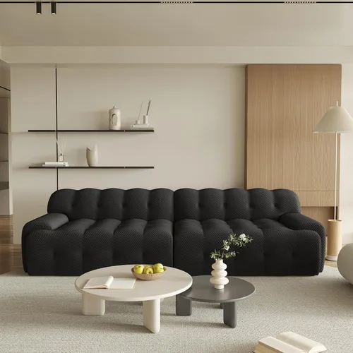 Miniatura 10 de Sofá modular modular de 86.6 pulgadas, sofá biplaza de gran tamaño, tela de malla 3D, cómodo sofá de nube, sofá curvado para sala de estar, oficina
