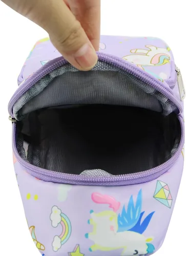 Miniatura 5 de ANKOMINA Bolso bandolera pequeño para niños, lindo bolso cruzado de dibujos animados, bolsa de hombro de unicornio dinosaurio para exteriores