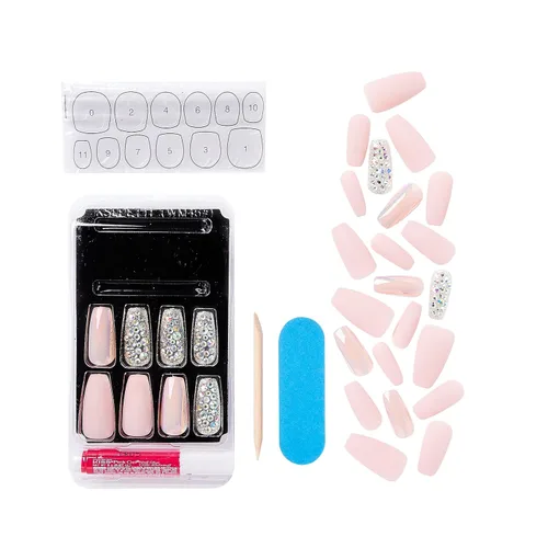 Miniatura 10 de KISS Masterpiece - Manicura de lujo única en su tipo, uñas postizas acrílicas premium con pegamento de gel rosa para uñas, palito de manicura, mini