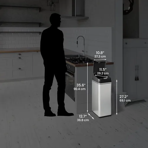 Miniatura 7 de iTouchless Bote de basura automático con 20 bolsas prémium incluidas, sistema de control de olores y sensor de apertura de tapa grande; basurero