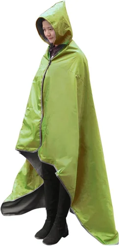 Miniatura 11 de DUKUSEEK - Manta de camping portátil para exteriores con capucha, manta grande plegable para mochileros con capucha para estadios, edredón ligero