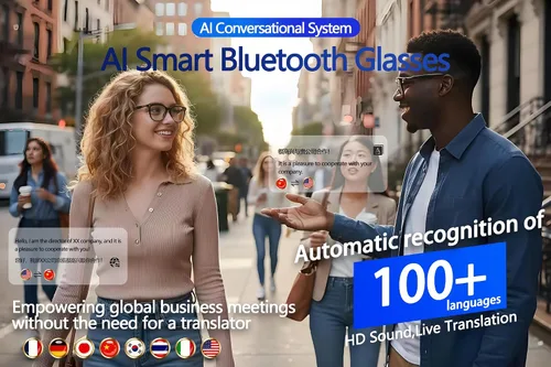 Miniatura 5 de GoRhythm Lentes inteligentes AI con seguridad Bluetooth de por vida cara a cara AI Traducción inalámbrica y traducción de llamadas para reproducción