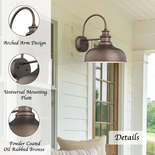 Miniatura 6 de Bestshared Lámpara de granero de granja de 14 pulgadas, aplique de pared para exteriores, lámpara de montaje en pared exterior, accesorio