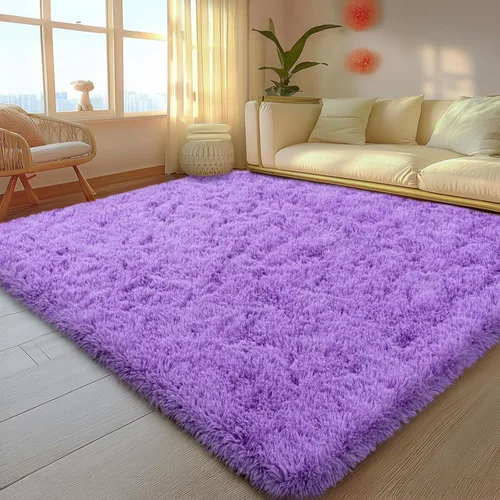 Miniatura 69 de Mugorn - Alfombra de 8 x 10 pies, alfombras grandes, esponjosas, suaves, peludas, antideslizantes, mullidas para interiores, color negro, 8 x 10 pies