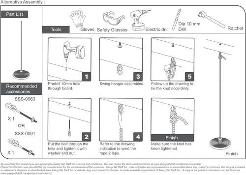 Miniatura 4 de Swing Set Stuff Inc. Asiento ciclónico con cuerda, azul