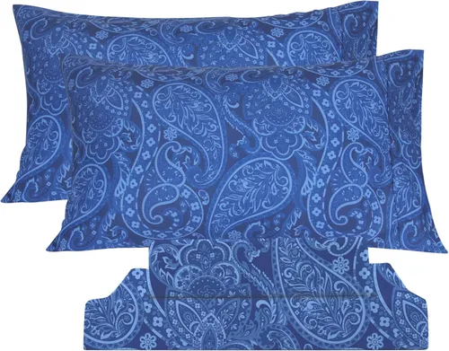 Miniatura 21 de KACEMOO Juego de sábanas California King de 4 piezas, sábanas con estampado floral, diseño bohemio, sábanas refrescantes de microfibra cepillada