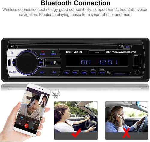 Miniatura 2 de PolarLander Radio de coche audio USB/SD/MP3 receptor Bluetooth manos libres con control remoto negro 1 DIN